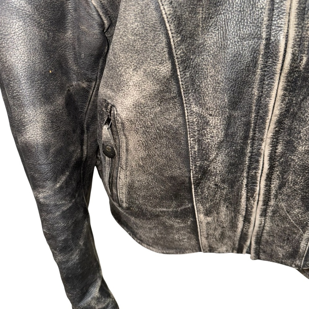 River Road Vintage Men's Size 44 Leather Motorcycle Jacket Heavy Wear Biker - Picture 3 of 10